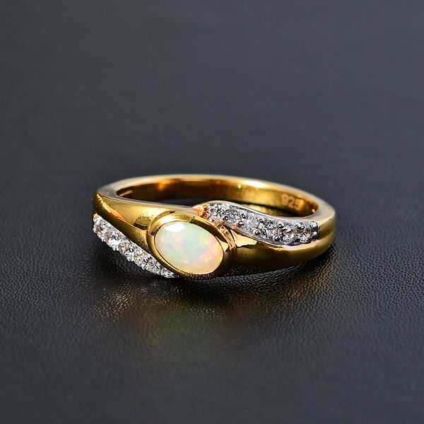 Natürlicher, äthiopischer Welo Opal und Zirkon-Ring - 0,56 ct. image number 3