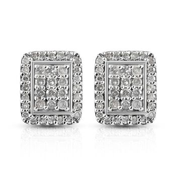 Diamant Cluster Ohrstecker 925 Silber platiniert ca. 0,55 ct