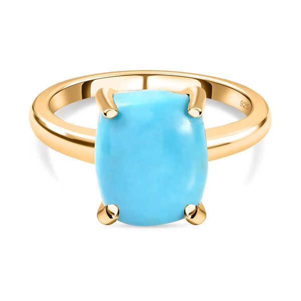 Sleeping Beauty T&uuml;rkis-Ring, 925 Silber Gelbgold Vermeil (Gr&ouml;&szlig;e 21.00) ca. 3,96 ct