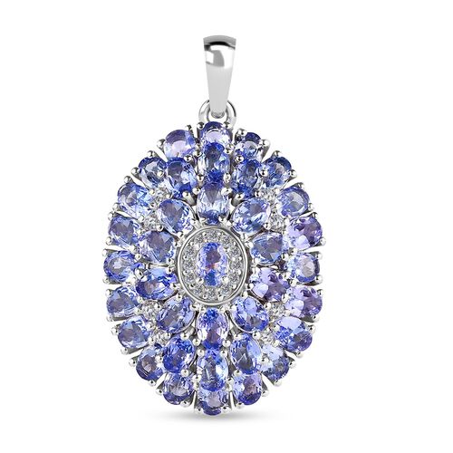 Tansanit, Weißer Zirkon Anhänger, 925 Silber platiniert ca. 6.28 ct image number 0