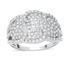 Weißer Diamant Ring, 925 Silber platiniert (Größe 20.00) ca. 1.00 ct
