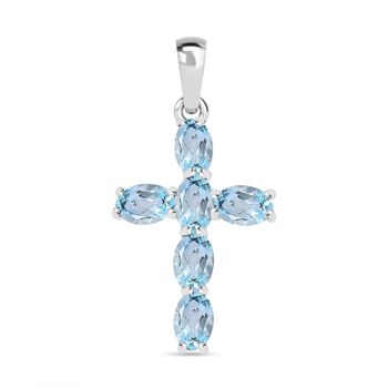 Himmelblauer Topas Kreuz-Anh&auml;nger - 3,14 ct.