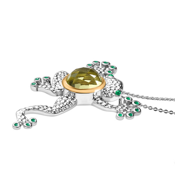 GP Trionfo Kollektion- AAA Ouro Verde Quarz und Kanchanaburi blauer Saphir zweifarbiger Anh&auml;nger mit 50cm Kette - 3,07 ct. image number 5