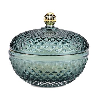 LIVMORE - Duftkerze im dekorativen Glas, Amber und Pfingstrose, 36 Std. Brenndauer, Gr&uuml;n