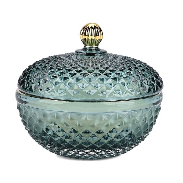 LIVMORE - Duftkerze im dekorativen Glas, Amber und Pfingstrose, 36 Std. Brenndauer, Gr&uuml;n image number 2