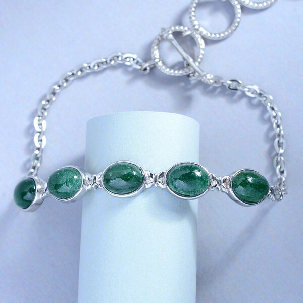 Gr&uuml;nes Aventurin Armband mit Knebelverschluss, 19 cm, Edelstahl ca. 10,93 ct image number 2