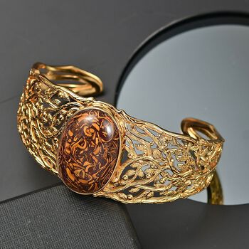 Skript Stein Armreif ca. 19 cm Nickelfreies Messing ca. 33,50 ct.