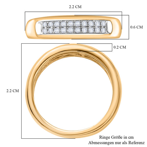 D'Joy Wei&szlig;er Diamant Ring 925 Silber 750 Gelbgold Vermeil (Gr&ouml;&szlig;e 20.00) ca. 0.10 ct image number 7