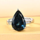 London Blau Topas und Diamant Ring 925 Silber platiniert  ca. 5,75 ct image number 2