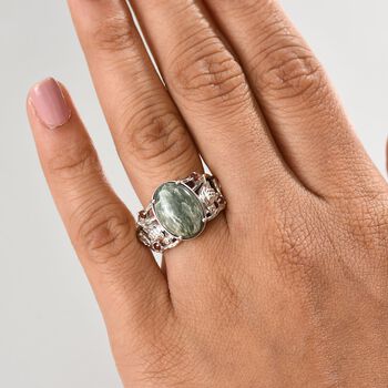 Sibirischer Seraphinit und roter Granat Ring - 4,75 ct.