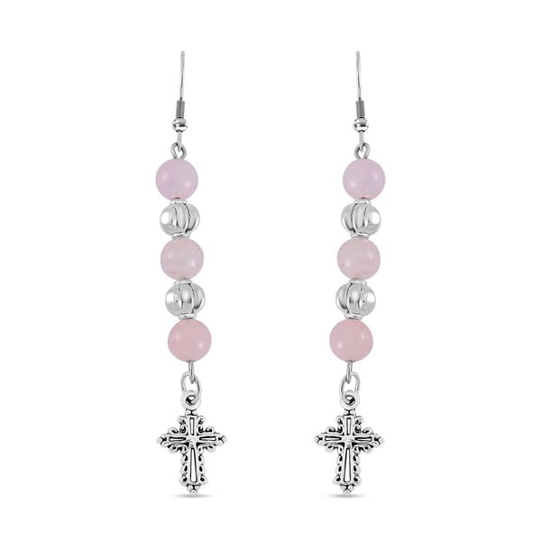 Rosenquarz, Gelber Opal Schmuckset Reiner Edelstahl Schwarz oxidiert und Legierung Schwarz oxidiert ca. 75.00 ct image number 6