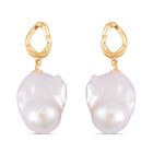 Weiße Barockperle Ohrringe, 925 Silber vergoldet