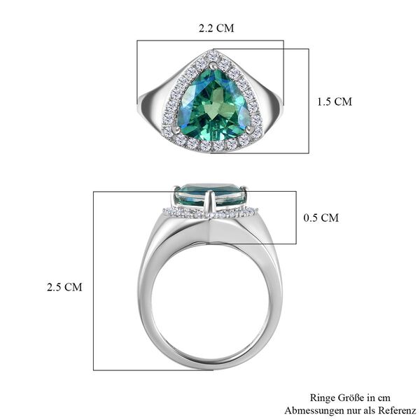 Pfau Quartz Triplette, Wei&szlig;er Zirkon Ring 925 Silber platiniert (Gr&ouml;&szlig;e 17.00) ca. 3,84 ct image number 7