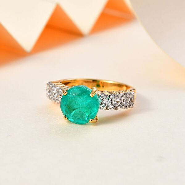 Smaragd Triplett Quarz und Zirkon Ring - 4,79 ct. image number 2