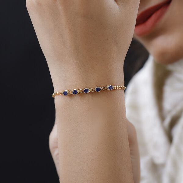 Masoala Saphir (Fissure gef&uuml;llt) Armband, ca. 19 cm, 925 Silber vergoldet ca. 1.21 ct image number 3