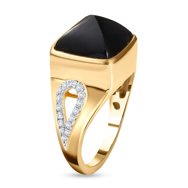 Rauchquarz und weißer Zirkon Ring, 925 Silber vergoldet (Größe 17.00) ca. 10.71 ct image number 4