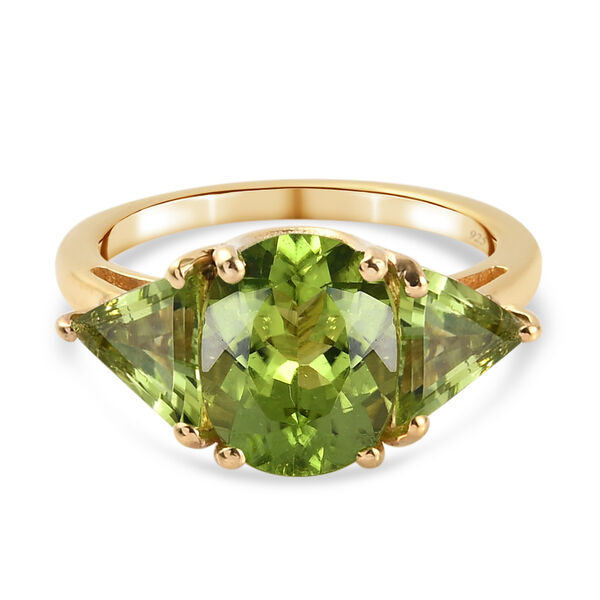 Nat&uuml;rlicher Peridot Ring 925 Silber vergoldet  ca. 3,81 ct
