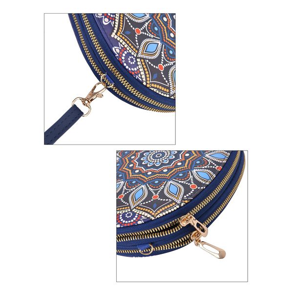 Umh&auml;ngetasche mit Multi-F&auml;chern und RFID Schutz im Blumenmuster, 21x16,5x4,5 cm, Blau image number 8