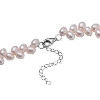 Wei&szlig;e S&uuml;&szlig;wasser Perle Halskette ca. 45 cm 925 Silber rhodiniert