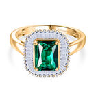 AAA Lab Grown Kolumbianischer Smaragd, Lab Grown Diamant Ring 925 Silber 750 Gelbgold Vermeil (Größe 17.00) ca. 1.55 ct