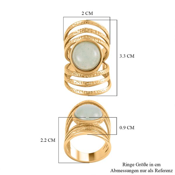 Grüner Aventurin Ring Reiner Edelstahl, goldfarben, (Größe 16.00) ca. 5.00 ct image number 7