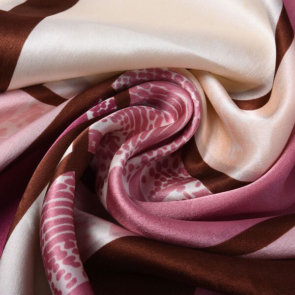 LA MAREY: Bedruckter Schal aus 100% Maulbeerseide, Streifenmuster und Pferd, inkl. Geschenkbox, Rosa&nbsp; image number 6