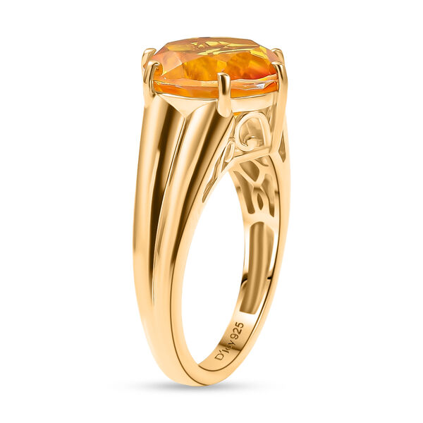 D'Joy - Sonnenfeuer-Kern-Design Sphaleros Quarz Ring, 925 Silber 750 Gelb Vergoldet (Gr&ouml;&szlig;e 19.00) ca. 5.22 ct image number 5