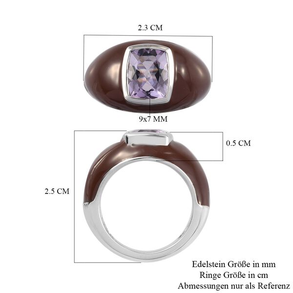 Rosa Amethyst und Emailliert Solitär Ring 925 Silber Platin-Überzug image number 7