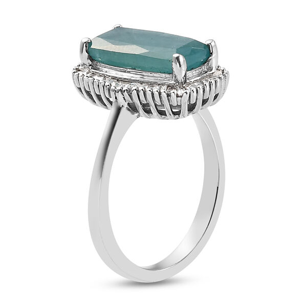 Grandidierit und Diamant Halo Ring 925 Silber Platin-&Uuml;berzug image number 5