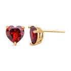 Rote Zirkonia Herz Ohrstecker, 925 Silber vergoldet, ca. 5.70 ct