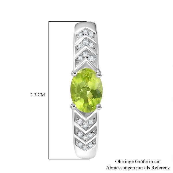 Peridot, Weißer Zirkon Ohrringe Nickelfreies Messing ca. 1,76 ct. image number 4