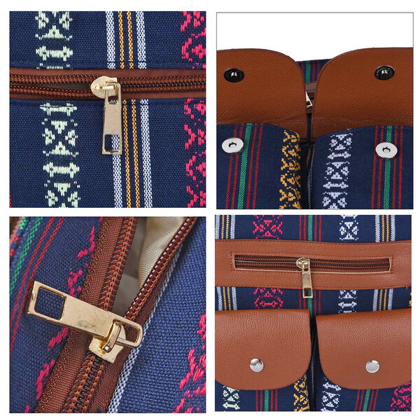 Umh&auml;ngetasche mit ethnischem Muster, Gr&ouml;&szlig;e 24x6x25 cm, Blau image number 4