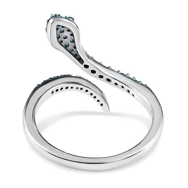 Blauer Diamant-Schlange-Ring, 925 Silber platiniert, 0,25 ct. image number 6