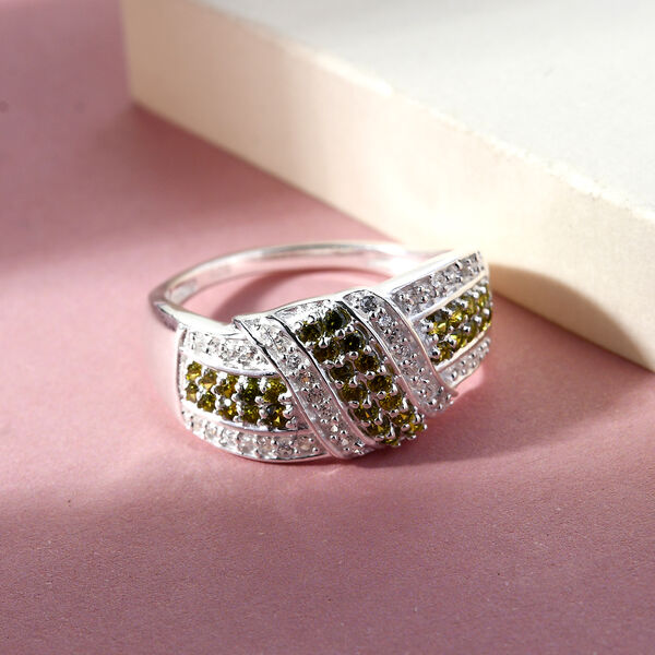 LUSTRO STELLA - Peridot und Weißer Zirkonia Ring 925 Silber image number 2