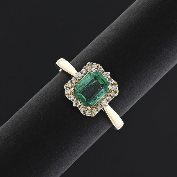 LUXORO AGI zertifizierter und gepr&uuml;fter AAA Kagem sambischer Smaragd und Diamant Ring in 417 Gelbgold - 1,70 ct. image number 1