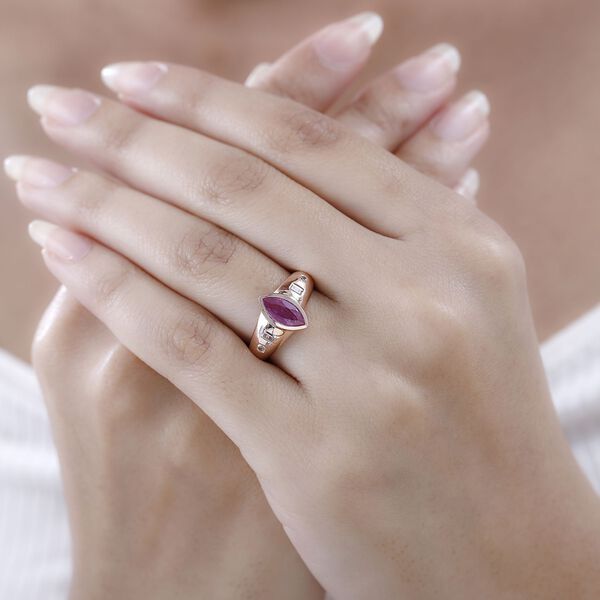 Ilakaka Rosa Saphir (Fissure gefüllt), weißer Zirkon Ring, 925 Silber Roségold Vermeil (Größe 20.00) ca. 1.75 ct image number 3