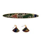 Song Brokat Seiden-Haarnadel und Ohrringe, Mehrfarbig, Geschenkbox