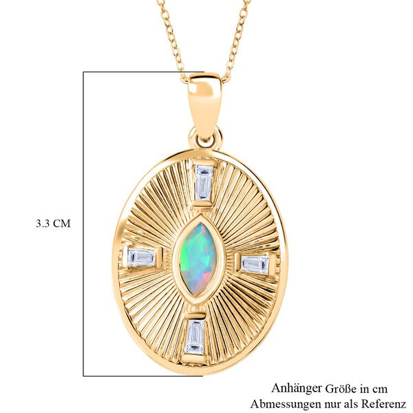 D'Joy AA Nat&uuml;rlicher, &auml;thiopischer Welo Opal, Wei&szlig;er Zirkon Schmuckset ca. 50 cm 925 Silber 750 Gelbgold Vermeil ca. 0.80 ct image number 6