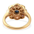 Mehrfarbig Saphir Blumen Ring 925 Silber vergoldet (Größe 16.00) ca. 1,03 ct image number 5