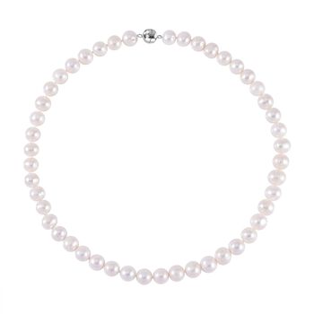 Wei&szlig;e S&uuml;&szlig;wasser Perle (10-11 mm) Halskette, ca. 50 cm, 925 Silber rhodiniert