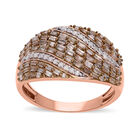 Natürlicher Champagner Diamant Ring, 925 Silber Roségold Vermeil (Größe 17.00) ca. 1.00 ct