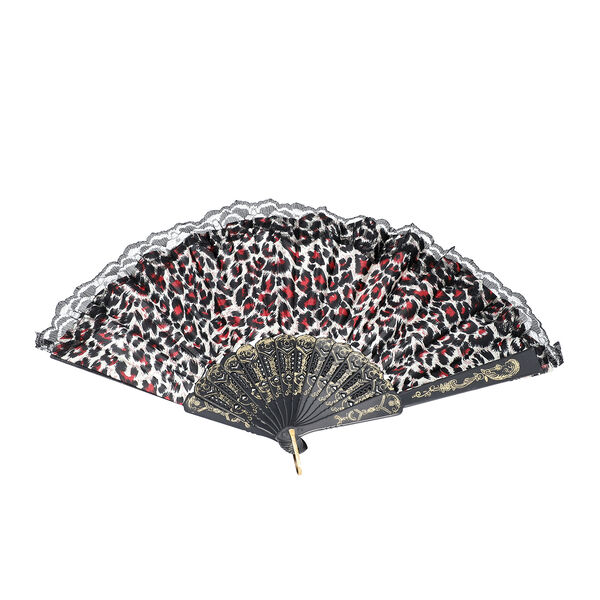 4er - Set Handf&auml;cher im japanischen Stil, Leopard Druck, wei&szlig;, Rosa, Gelb image number 4