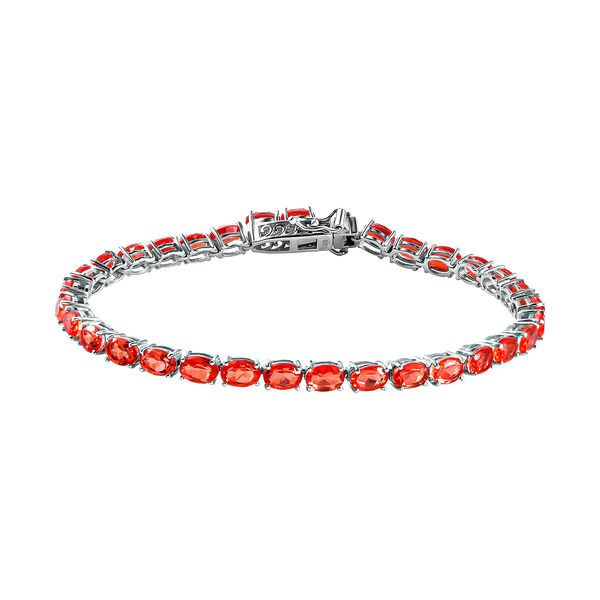 Padparadscha Quarz Triplette-Armband, ca. 20 cm, 925 Silber platiniert ca. 16.54 ct