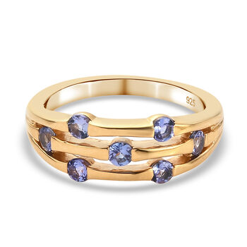 Tansanit Ring 925 Silber vergoldet (Gr&ouml;&szlig;e 16.00) ca. 0,57 ct