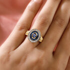 Tansanit und Zirkon Ring 925 Silber vergoldet  ca. 0,98 ct image number 2