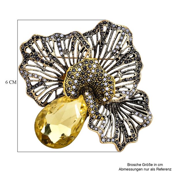 Mehrfarbiger Kristall Brosche Antikes Gold image number 6