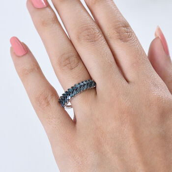 D'Joy Blauer Diamant Ring 925 Silber Rhodiniert (Gr&ouml;&szlig;e 17.00) ca. 0.50 ct