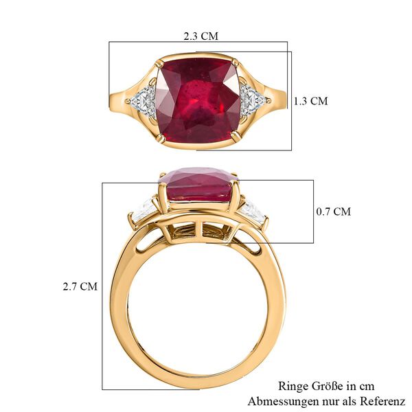 Afrikanischer Rubin (Fissure gef&uuml;llt), Moissanit Ring, 925 Silber Gelbgold Vermeil (Gr&ouml;&szlig;e 20.00) ca. 6,94 ct image number 7