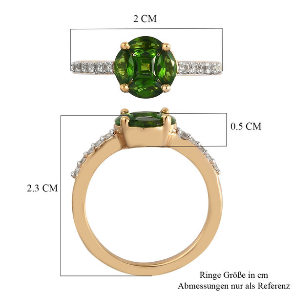Natürlicher Chromdiopsid und Zirkon Ring 925 Silber vergoldet  ca. 1,14 ct image number 7