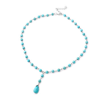 Blaue Howlit Halskette, 45+5 cm, silberfarben ca. 49,50 ct